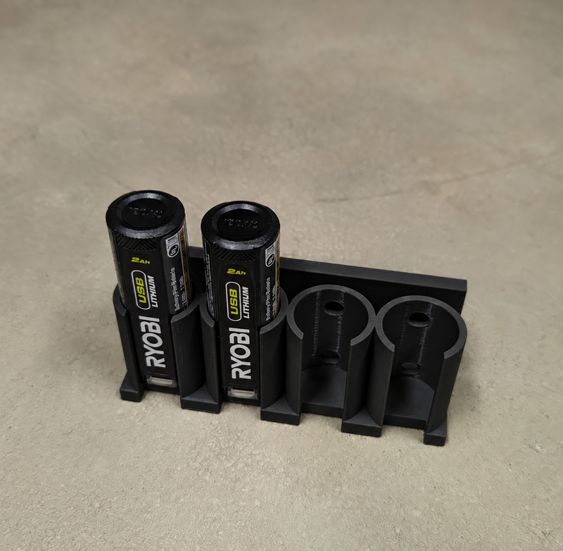 Four Slots Black colour variant — Ryobi USB Lithium Battery Holder Wall Mount - Battery Storage