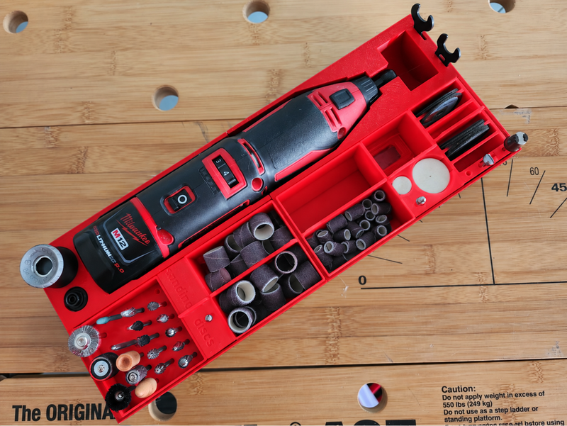 Red colour variant — Milwaukee M12 Rotary Tool Packout Drawers Insert | Store Rotary Tool & Accessories