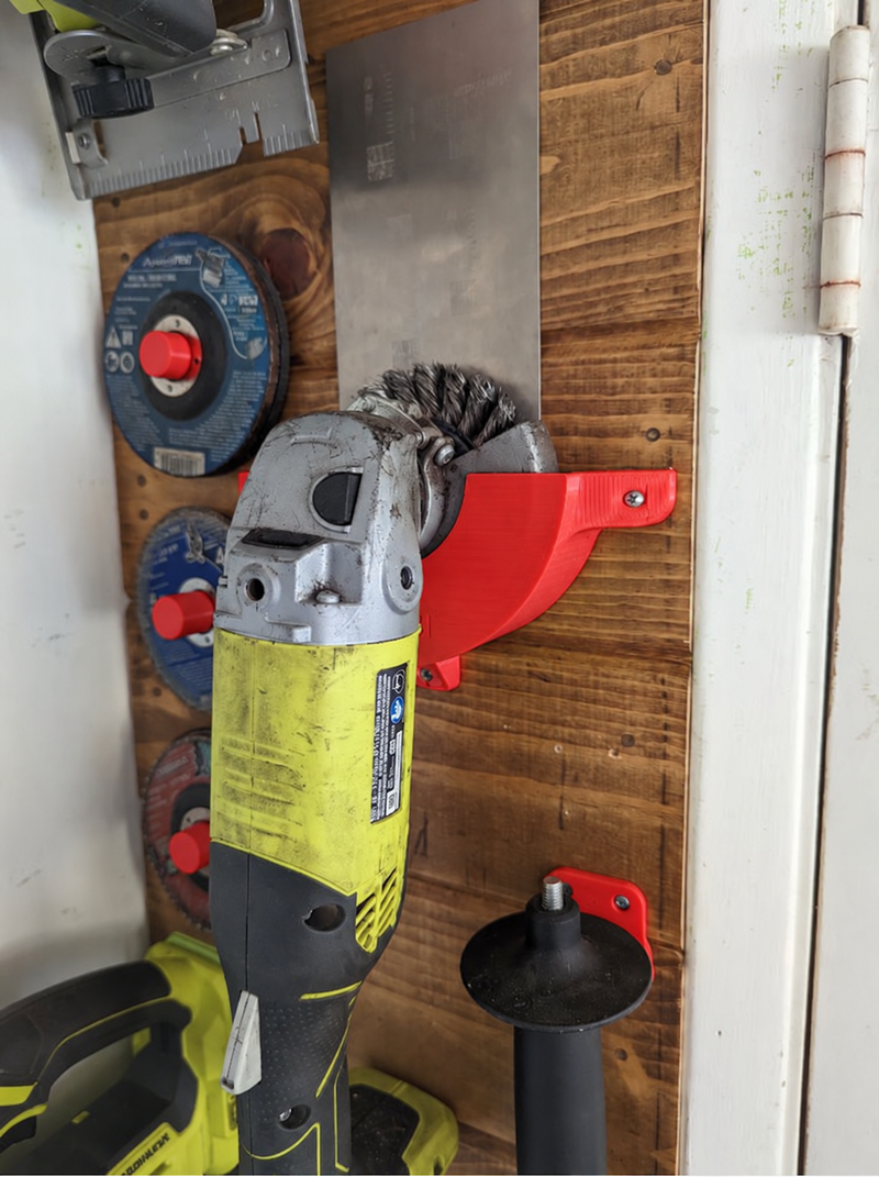Kit Red colour variant — Ryobi Angle Grinder Holder - Holds 125mm Ryobi Angle Grinder - Made from PETG