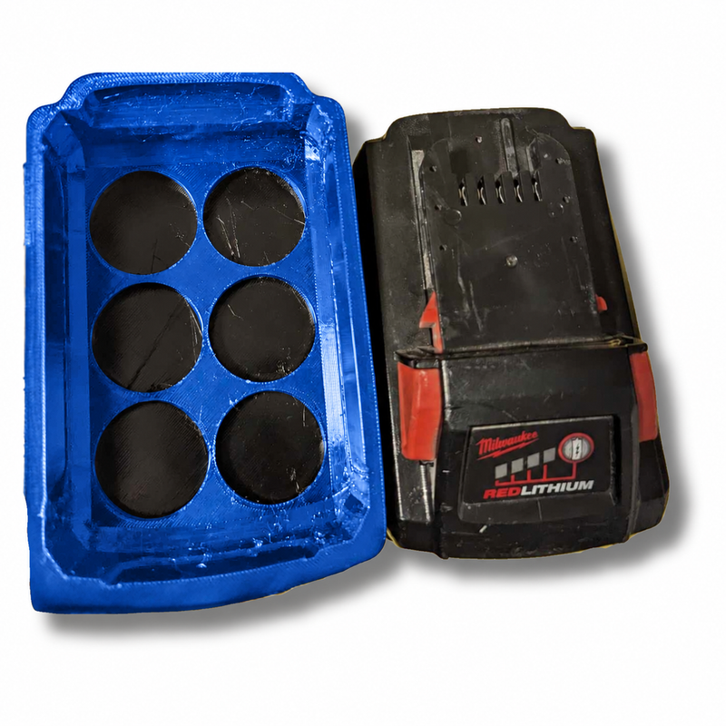 M18-high-output Blue colour variant — Milwaukee M12 & M18 Soft Plastic Magnetic Battery Base Covers | TPU | Neodymium Magnets