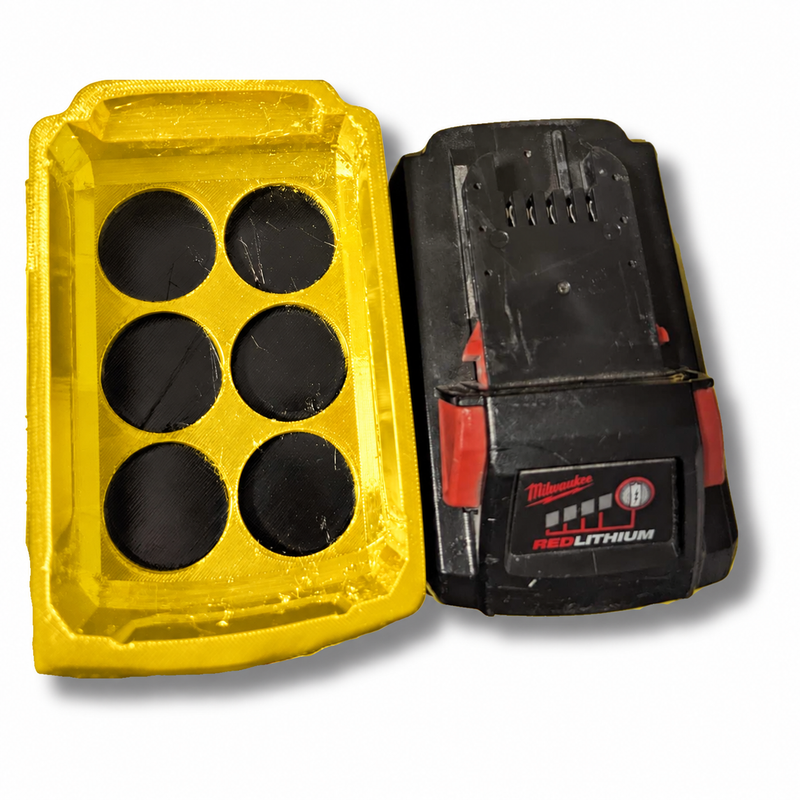 M18-high-output Yellow colour variant — Milwaukee M12 & M18 Soft Plastic Magnetic Battery Base Covers | TPU | Neodymium Magnets
