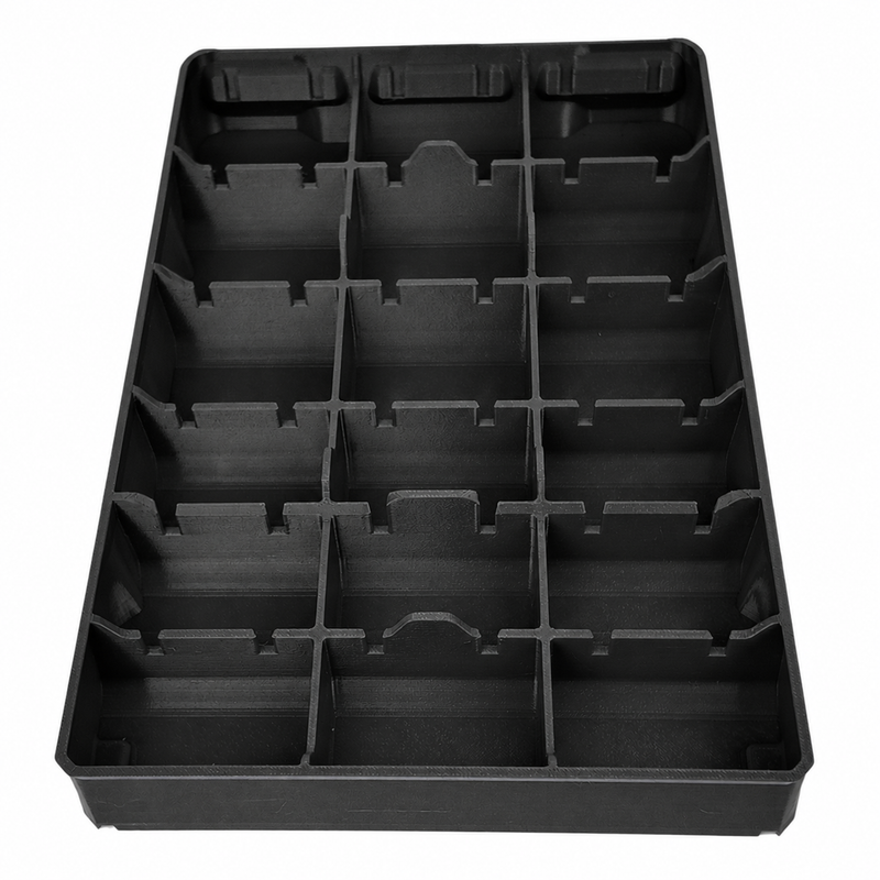 Nine Front Nine Back Black colour variant — Milwaukee Packout Bin Insert — Customisable Layout for Low-Profile Organiser 48-22-8436