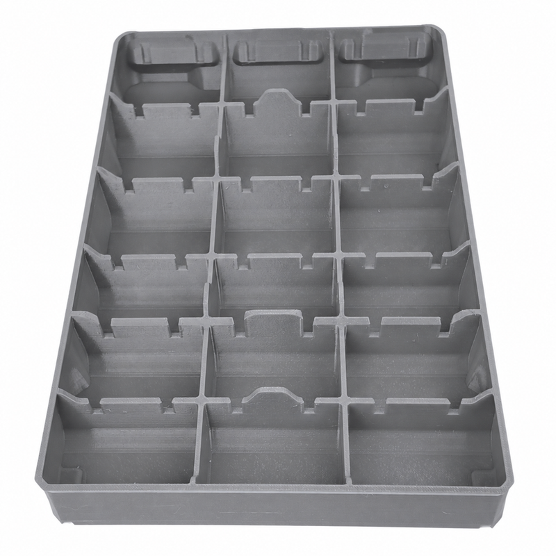 Nine Front Nine Back Gray colour variant — Milwaukee Packout Bin Insert — Customisable Layout for Low-Profile Organiser 48-22-8436