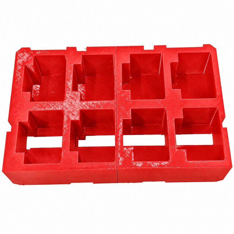 Red colour variant — Milwaukee PACKOUT 8× M18 Battery Insert – Storage for 2-Drawer System