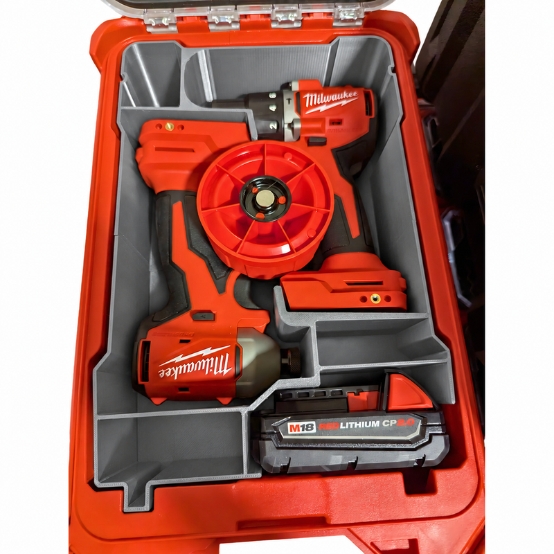Gray colour variant — Milwaukee M18 Drill & Hex Drive Packout Insert for Compact Organiser