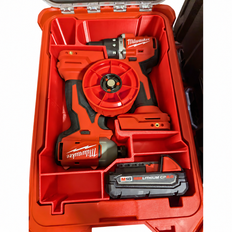 Red colour variant — Milwaukee M18 Drill & Hex Drive Packout Insert for Compact Organiser