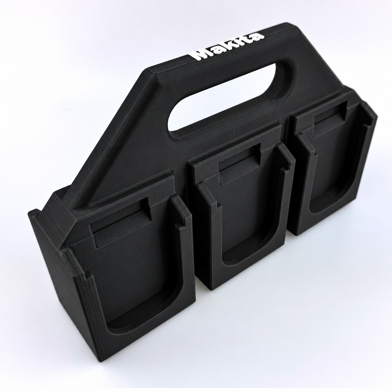 6-slot Black colour variant — Makita 18V Battery Caddy — 4-Slot or 6-Slot Freestanding Storage Holder - Australian Made
