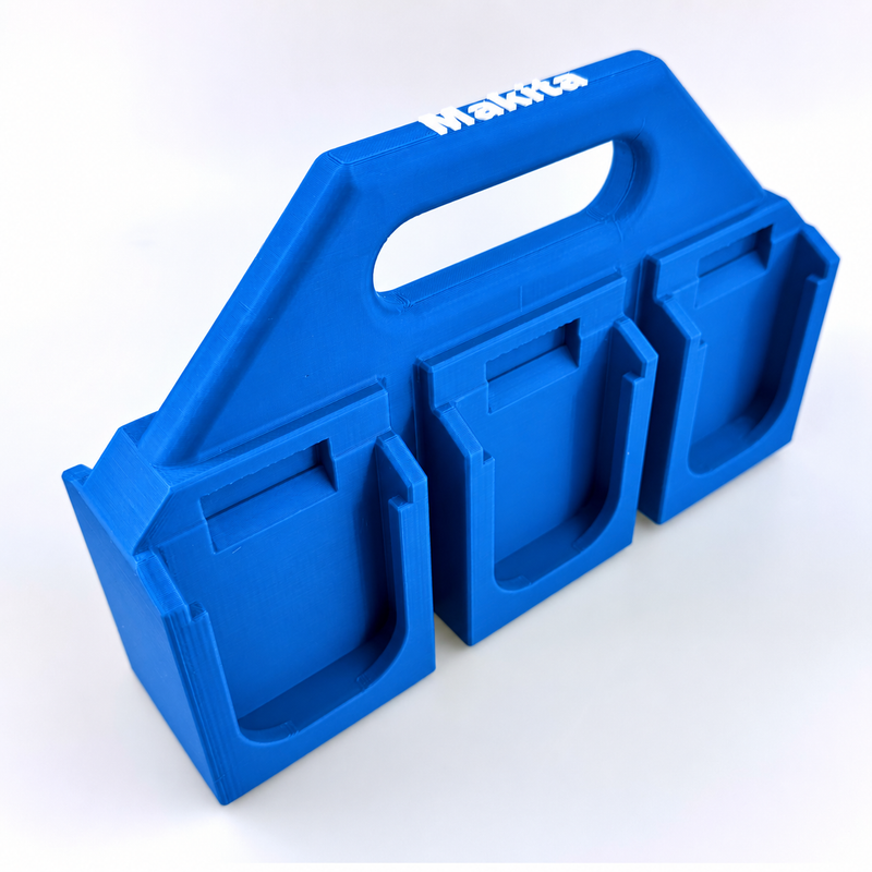 6-slot Blue colour variant — Makita 18V Battery Caddy — 4-Slot or 6-Slot Freestanding Storage Holder - Australian Made