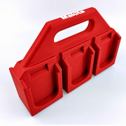 6-slot Red colour variant — Makita 18V Battery Caddy — 4-Slot or 6-Slot Freestanding Storage Holder - Australian Made