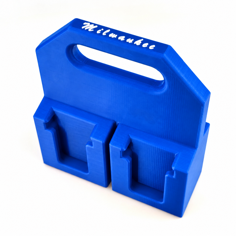 4-slot Blue colour variant — Milwaukee M18 Battery Caddy – 4 or 6 Slot Holder | Australian Made PETG
