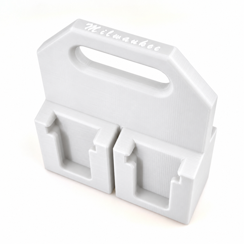 4-slot White colour variant — Milwaukee M18 Battery Caddy – 4 or 6 Slot Holder | Australian Made PETG