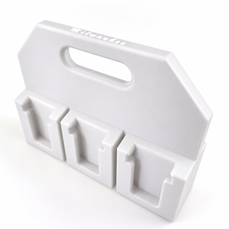 6-slot White colour variant — Milwaukee M18 Battery Caddy – 4 or 6 Slot Holder | Australian Made PETG