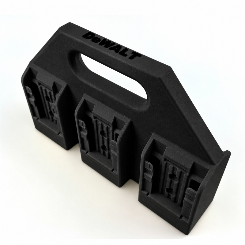 6-slot Black colour variant — DeWALT 20V / 20V Max Battery Caddy – 4 or 6 Slot Heavy-Duty Holder | Australian Made