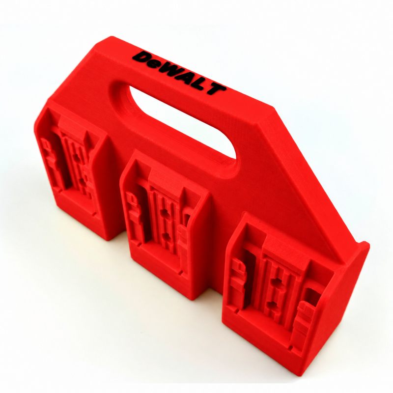 6-slot Red colour variant — DeWALT 20V / 20V Max Battery Caddy – 4 or 6 Slot Heavy-Duty Holder | Australian Made