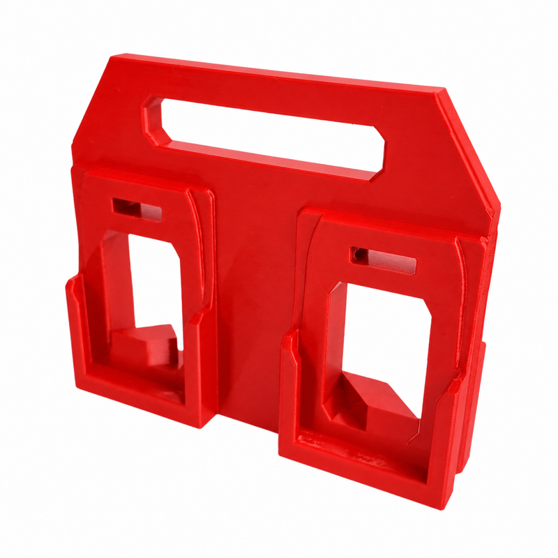 4 slot Red colour variant — AEG 18V Battery Caddy — 4-Slot or 6-Slot Portable Carry Holder (PETG, Australian Made)