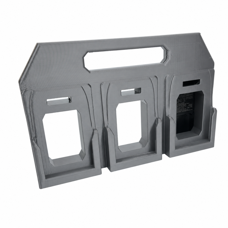 6 slot Gray colour variant — AEG 18V Battery Caddy — 4-Slot or 6-Slot Portable Carry Holder (PETG, Australian Made)