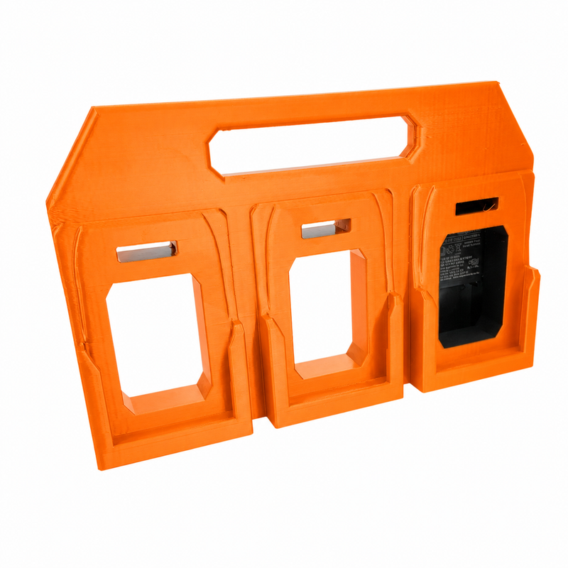 6 slot Orange colour variant — AEG 18V Battery Caddy — 4-Slot or 6-Slot Portable Carry Holder (PETG, Australian Made)