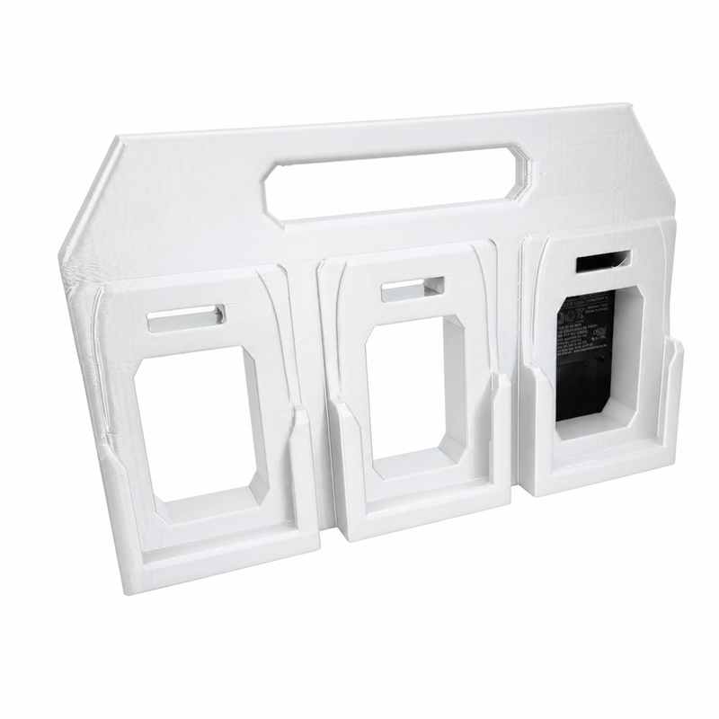 6 slot White colour variant — AEG 18V Battery Caddy — 4-Slot or 6-Slot Portable Carry Holder (PETG, Australian Made)