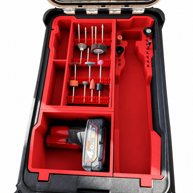 Option2 Red colour variant — Milwaukee M12 Rotary Tool Packout Insert – Fit for Model 2525-20 |Compact Organiser 48-22-8435