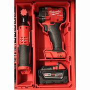 Both Red colour variant — Milwaukee M18 Impact Wrench Packout Insert - Optional Slim Organiser for M12 FUEL Ratchet