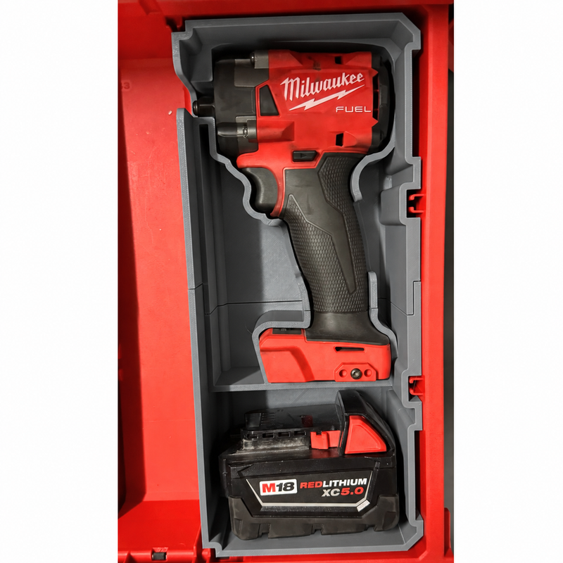 Impact Gray colour variant — Milwaukee M18 Impact Wrench Packout Insert - Optional Slim Organiser for M12 FUEL Ratchet