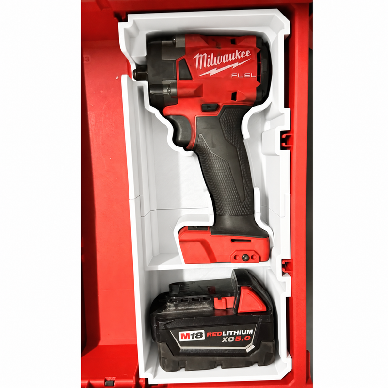 Impact White colour variant — Milwaukee M18 Impact Wrench Packout Insert - Optional Slim Organiser for M12 FUEL Ratchet