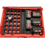 Black colour variant — Milwaukee M18 & M12 Battery Holder Packout Insert – Stores 25 Batteries