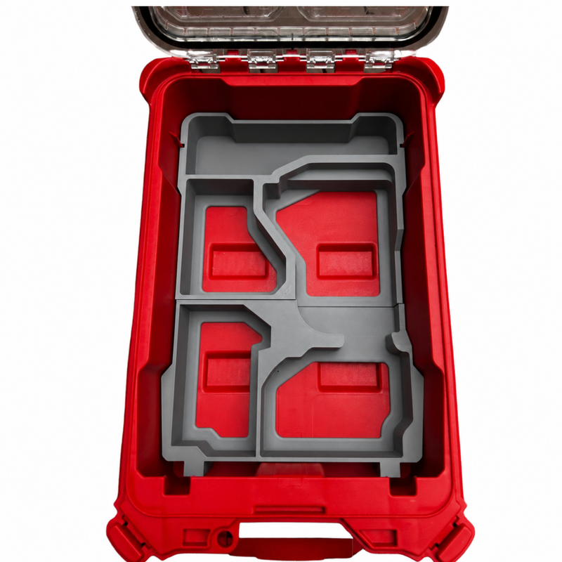 Gray colour variant — Milwaukee Packout Insert – Gen 3 M18 FUEL Impact Driver + 2-Battery Holder