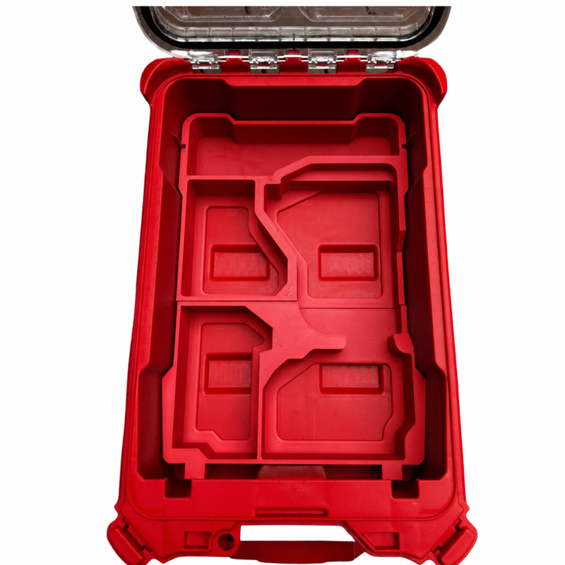 Red colour variant — Milwaukee Packout Insert – Gen 3 M18 FUEL Impact Driver + 2-Battery Holder