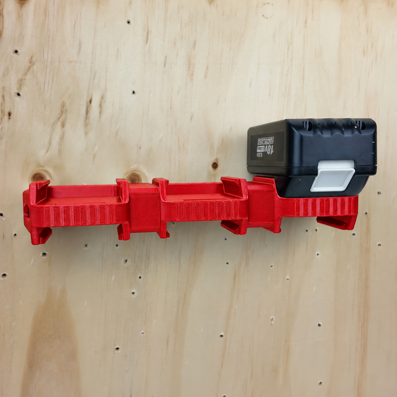6 slot Red colour variant — Battery Wall Holder for Makita 18V – 4 or 6 Slot Storage Rack