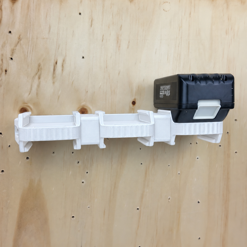 6 slot White colour variant — Battery Wall Holder for Makita 18V – 4 or 6 Slot Storage Rack