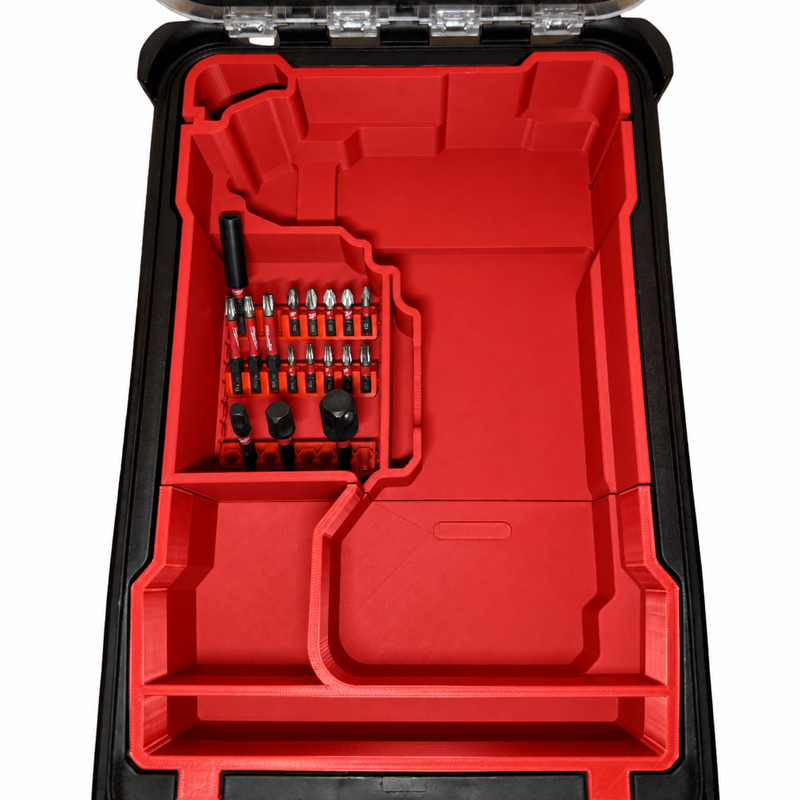 Red colour variant — Milwaukee Packout Inlay – M18 FPD3 Drill Holder Fits Compact Packout Organiser