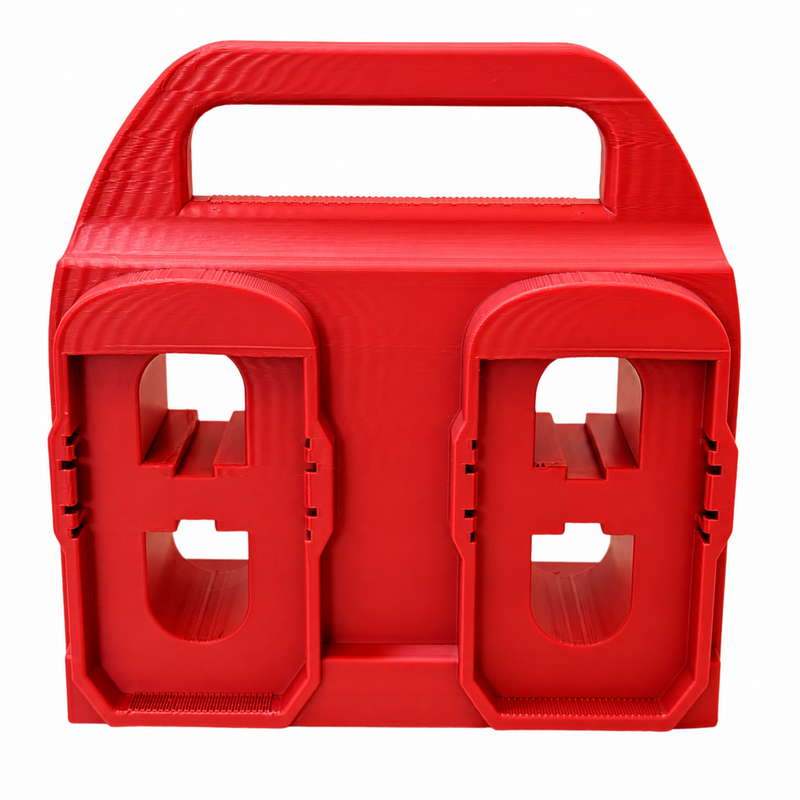 Red colour variant — Ryobi 18V Battery Caddy – 4-Slot Holder | Portable Battery Carrier | PETG | Australian Made