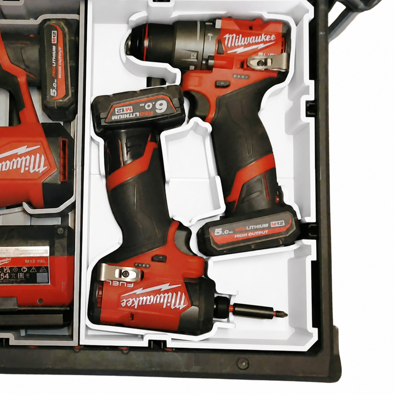 White colour variant — Milwaukee M12 Gen 3 Drill + Impact Packout Drawer Insert
