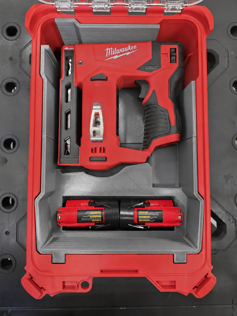 Gray colour variant — Milwaukee M12 3/8" Crown Stapler Insert for Packout Compact Organiser 48-22-8435