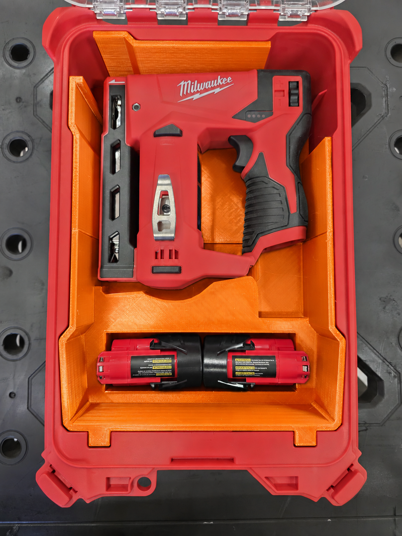 Orange colour variant — Milwaukee M12 3/8" Crown Stapler Insert for Packout Compact Organiser 48-22-8435