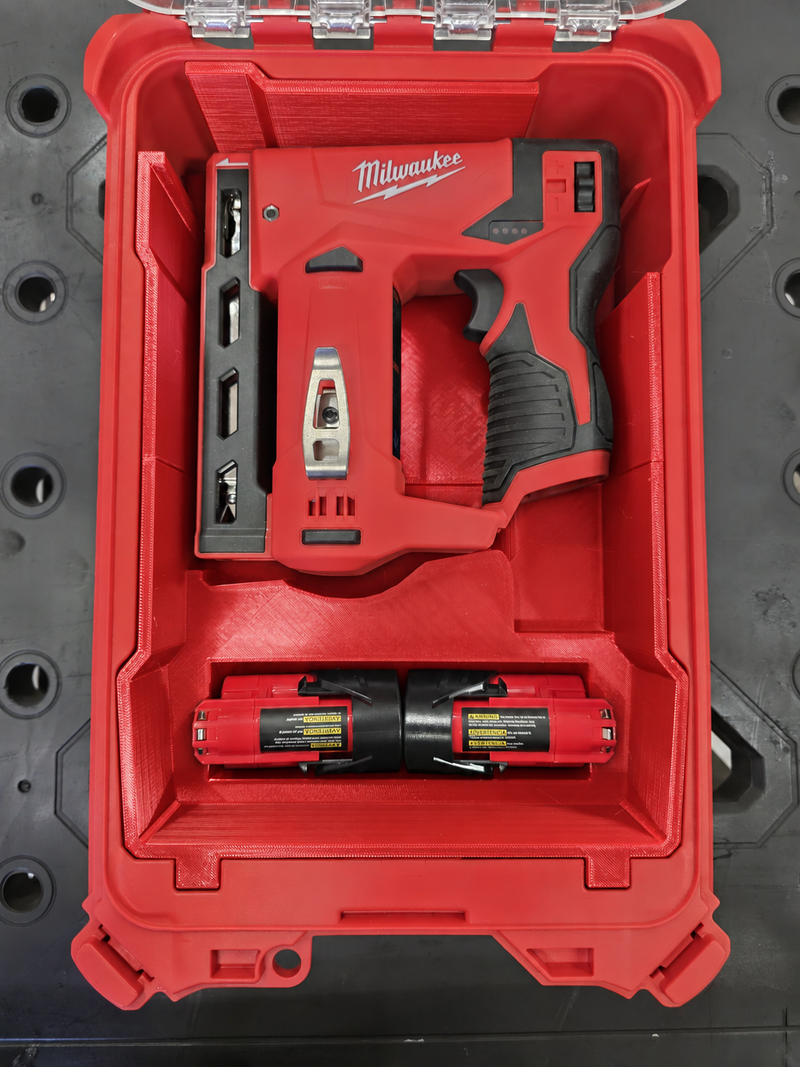 Red colour variant — Milwaukee M12 3/8" Crown Stapler Insert for Packout Compact Organiser 48-22-8435