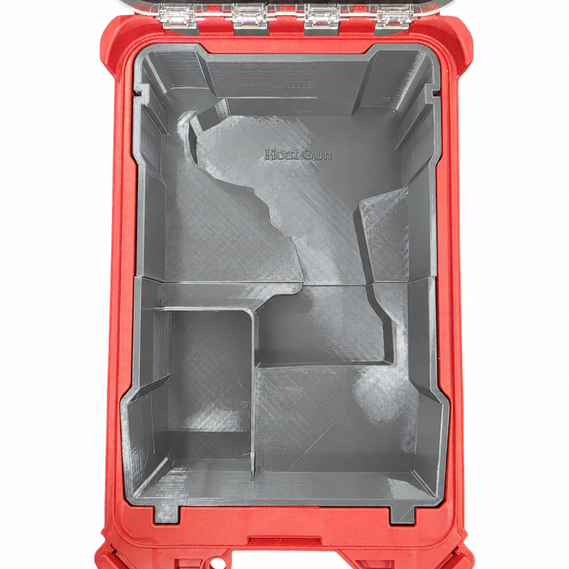 Gray colour variant — Milwaukee M18 Heat Gun Insert for PACKOUT 48-22-8435 | Heat Gun + Battery (PETG)