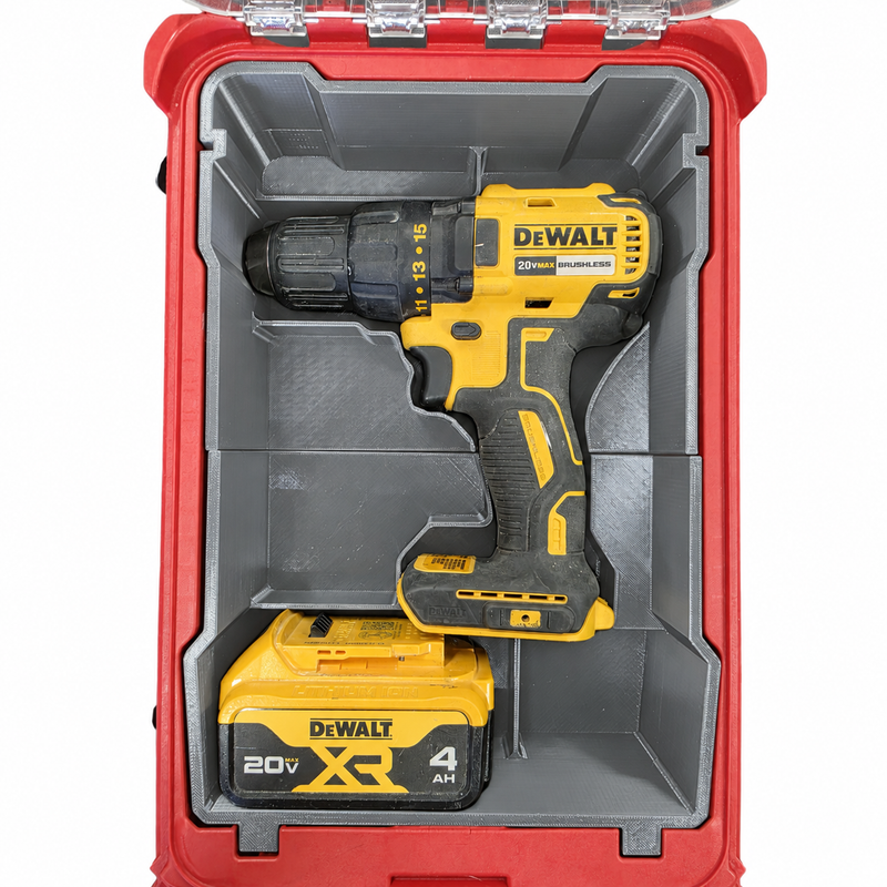 Gray colour variant — DEWALT Drill & Battery PACKOUT Insert – Fits Milwaukee 48-22-8435 Compact Organiser