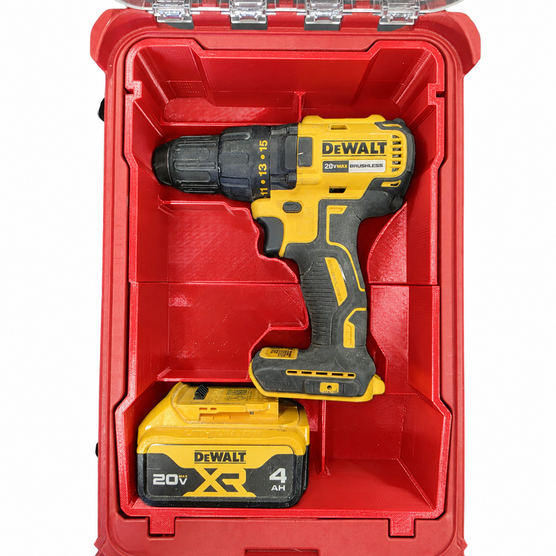 Red colour variant — DEWALT Drill & Battery PACKOUT Insert – Fits Milwaukee 48-22-8435 Compact Organiser