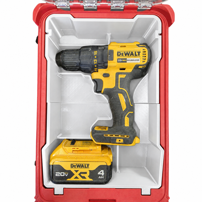 White colour variant — DEWALT Drill & Battery PACKOUT Insert – Fits Milwaukee 48-22-8435 Compact Organiser