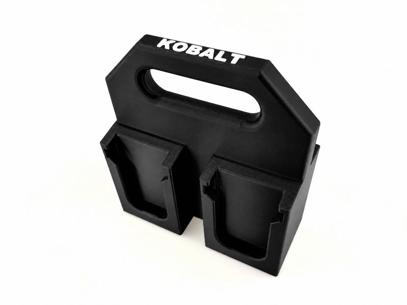 4-slot Black colour variant — KOBALT 24V Battery Caddy (4 or 6 Pack) | Latching Battery Carrier | PETG