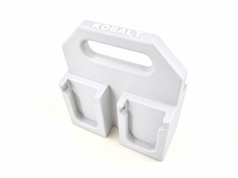 4-slot White colour variant — KOBALT 24V Battery Caddy (4 or 6 Pack) | Latching Battery Carrier | PETG