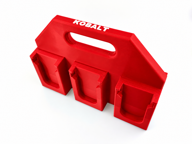 6-slot Red colour variant — KOBALT 24V Battery Caddy (4 or 6 Pack) | Latching Battery Carrier | PETG