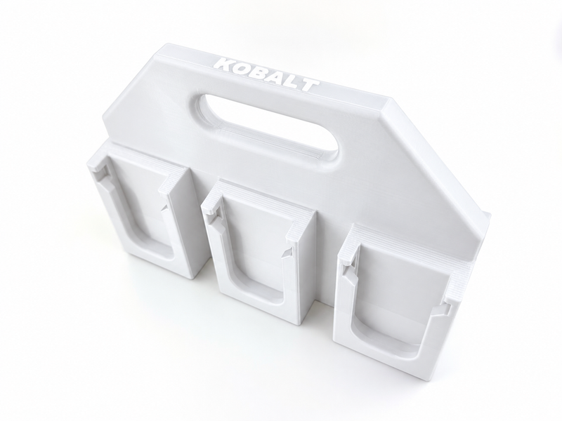 6-slot White colour variant — KOBALT 24V Battery Caddy (4 or 6 Pack) | Latching Battery Carrier | PETG