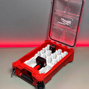 White colour variant — Milwaukee PACKOUT M12 Barrel (12 Slot) + High Output (3 Slot) Battery Holder