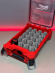 Gray colour variant — Milwaukee PACKOUT M12 Barrel Battery Holder – 20 Slot