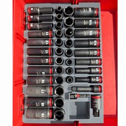 Gray colour variant — Milwaukee Packout Drawer Insert — 43pc 3/8" Impact Socket Tray (Fits 48-22-8442 / 8443 / 8447)