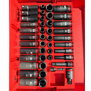 Red colour variant — Milwaukee Packout Drawer Insert — 43pc 3/8" Impact Socket Tray (Fits 48-22-8442 / 8443 / 8447)
