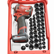 White colour variant — Milwaukee Packout Insert — M12 Gen 2 Impact Wrench + 43pc 3/8" Socket Set Combo (Fits 48-22-8435)